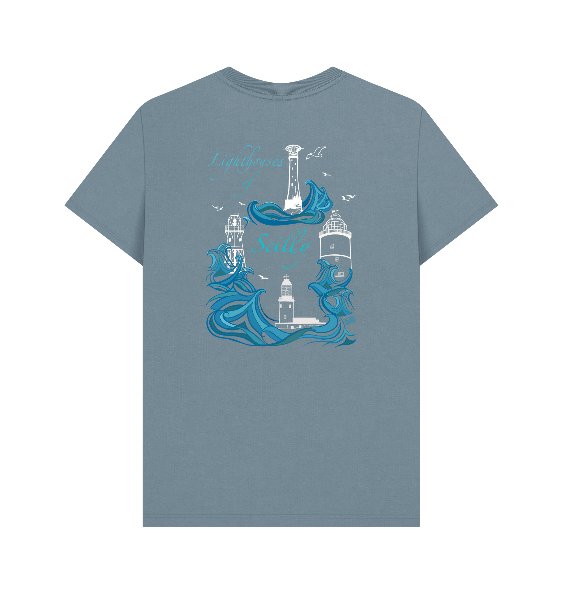 Stone Blue Printed T-shirt Back