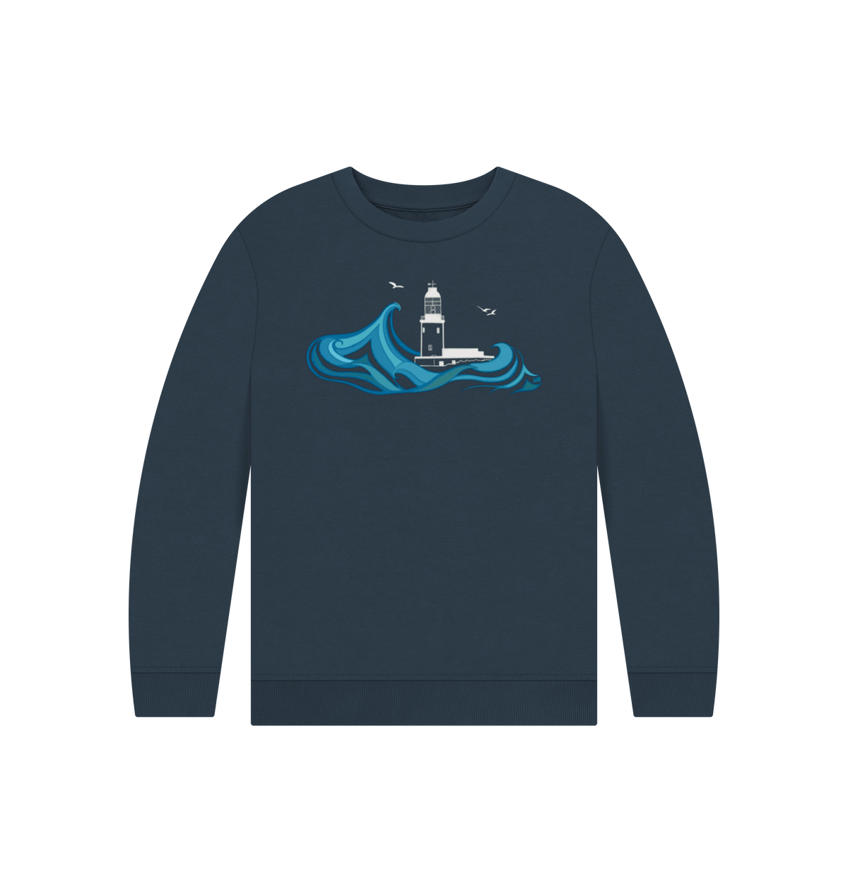Navy Blue Printed Kids Jumper Front
