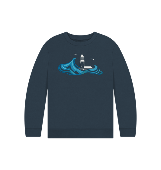 Navy Blue Printed Kids Jumper Front