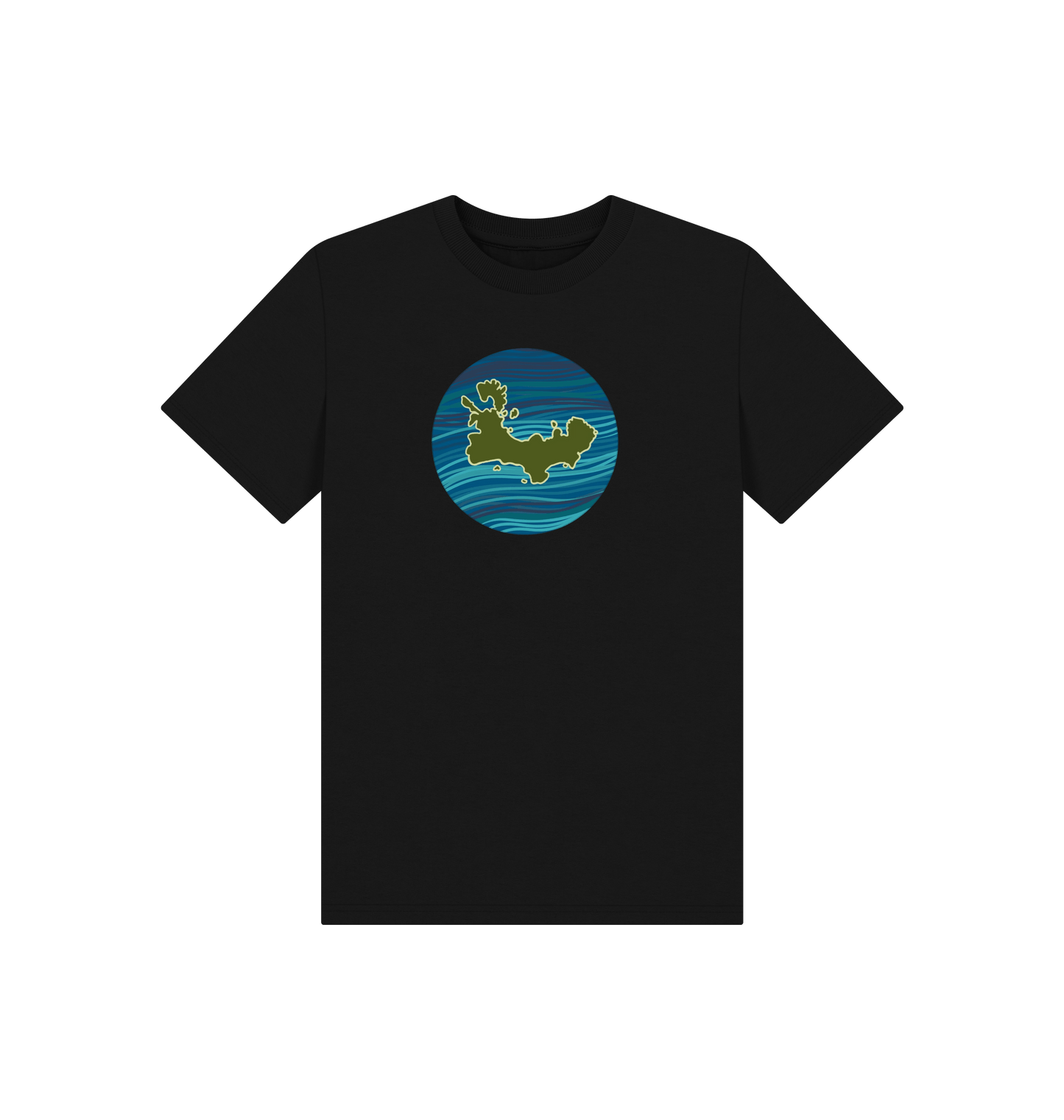 Black Printed Kids T-Shirt Front