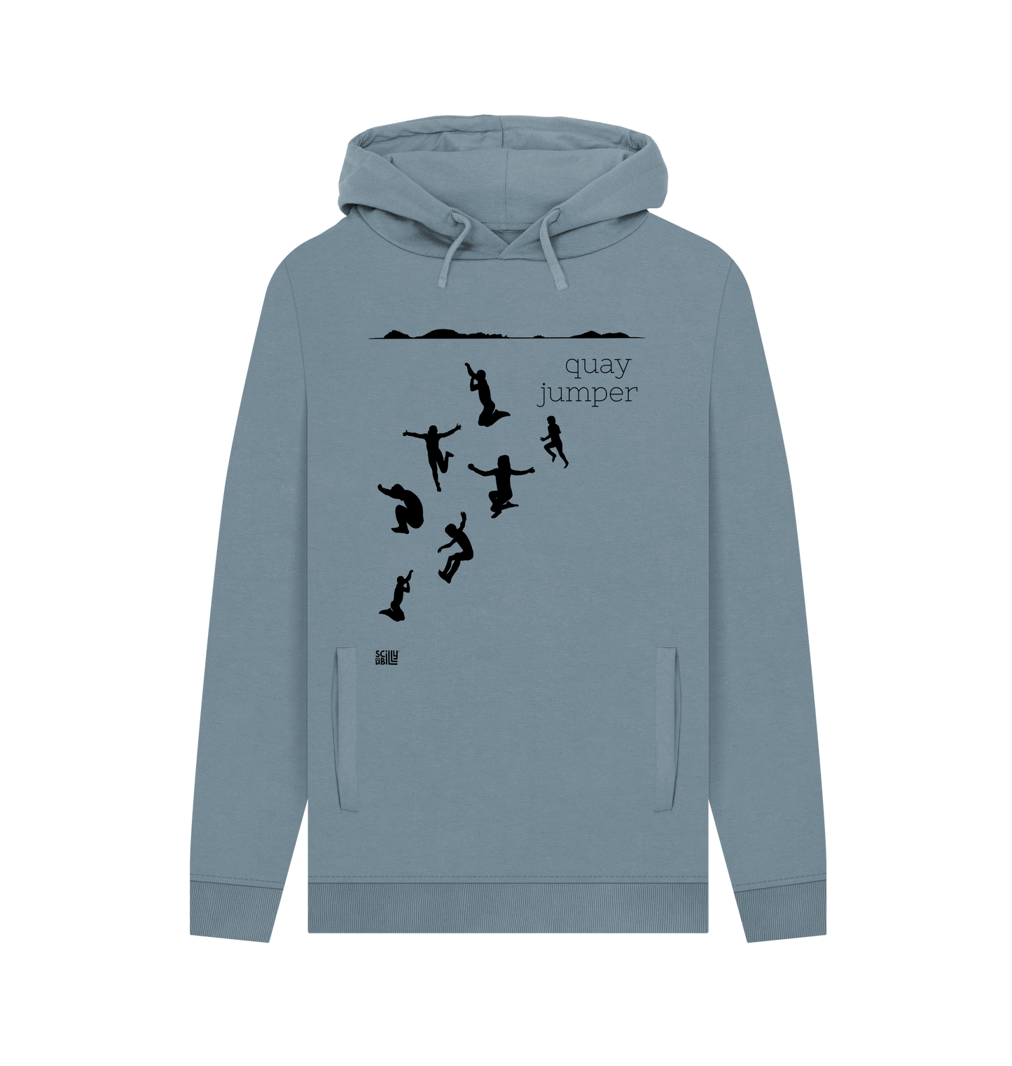 Stone Blue Printed Hoody Front