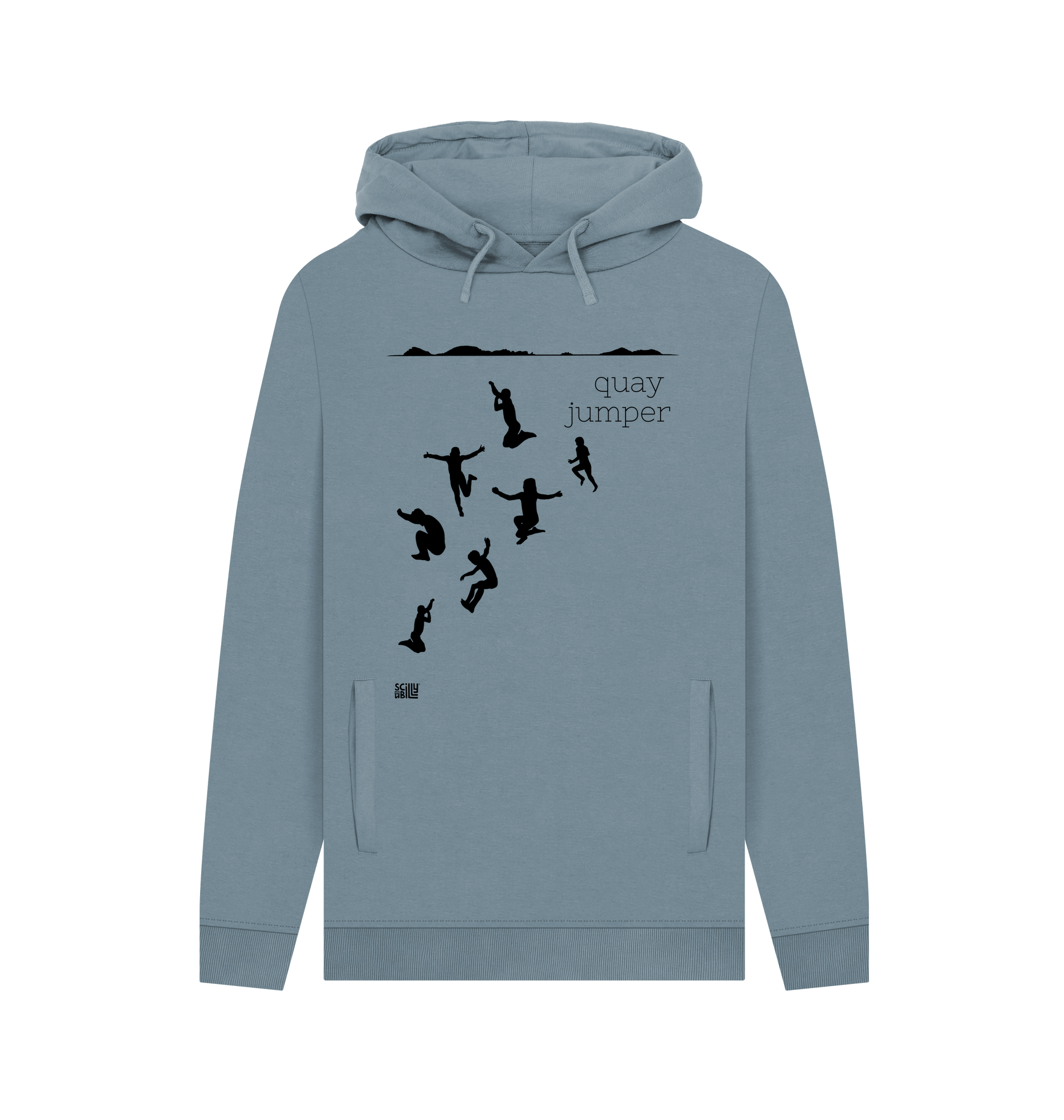Stone Blue Printed Hoody Front
