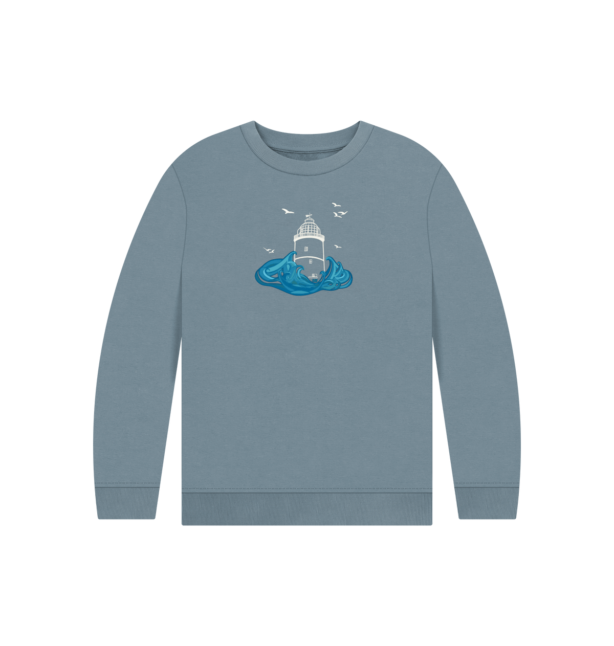 Stone Blue Printed Kids Jumper Front