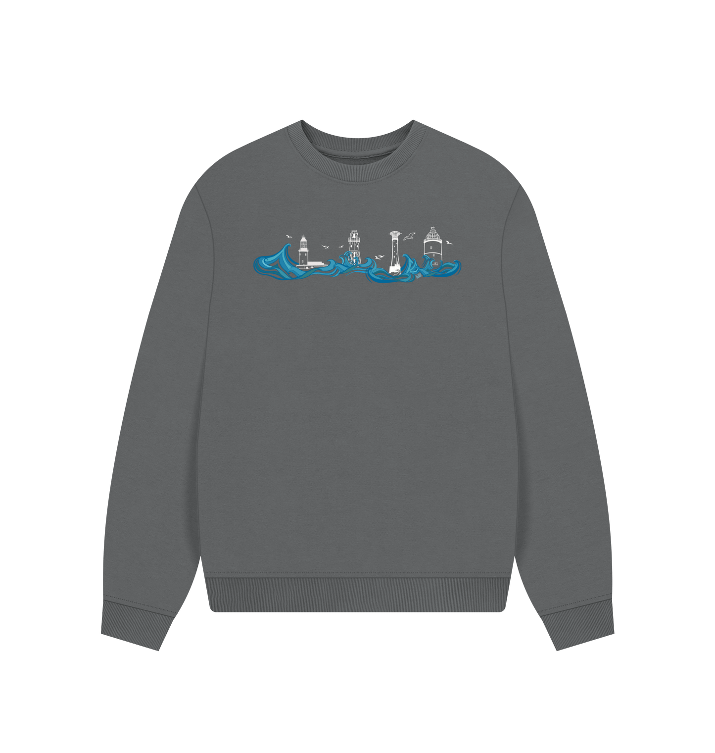 Slate Grey Printed Sweater Front