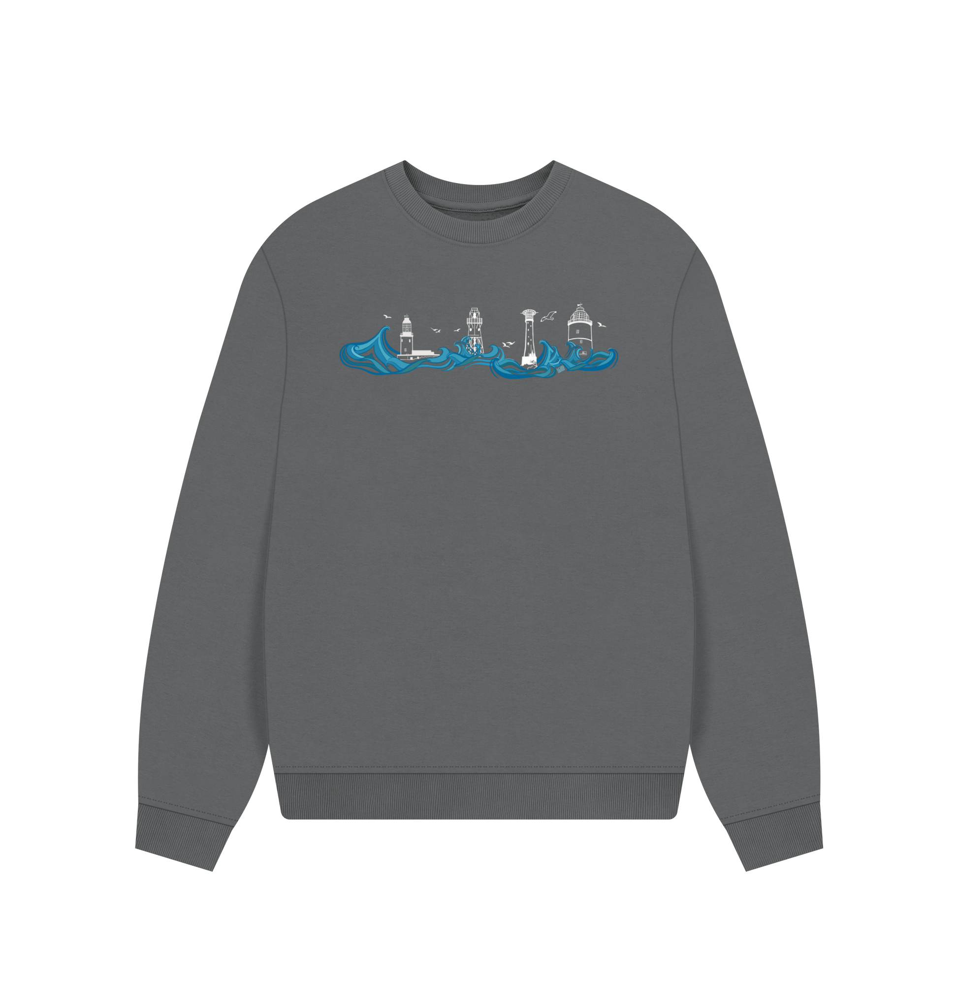 Slate Grey Printed Sweater Front