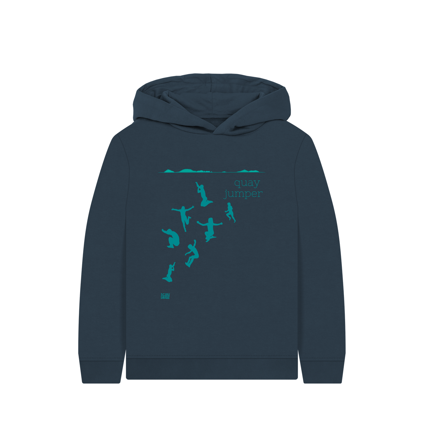Navy Blue Printed Kids Hoodie Front