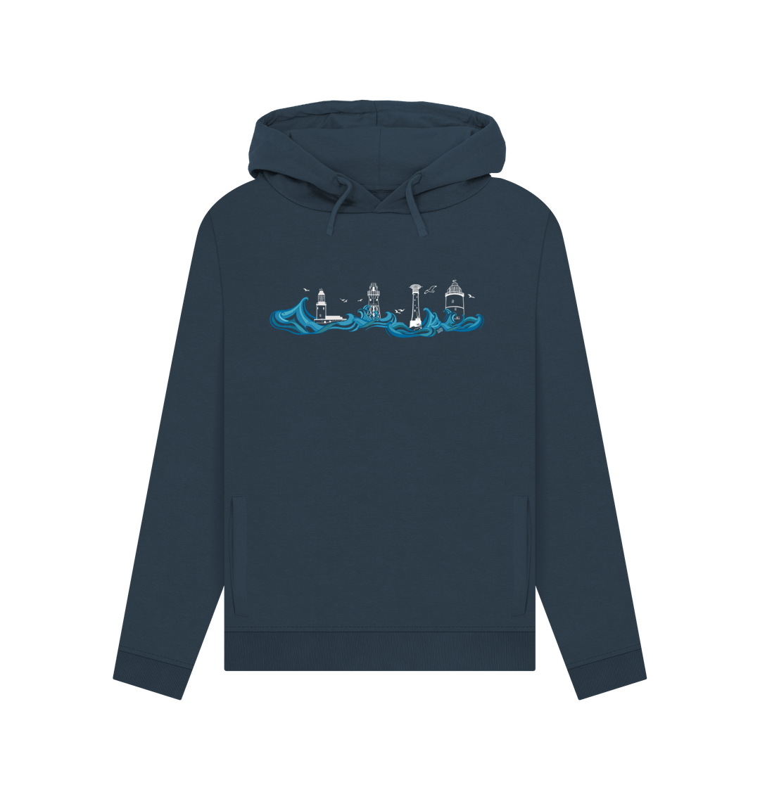 Navy Blue Lighthouses Women's Pullover Hoodie