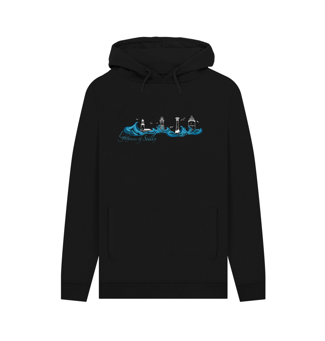 Black 'Lighthouses of Scilly' Men's Hoodie