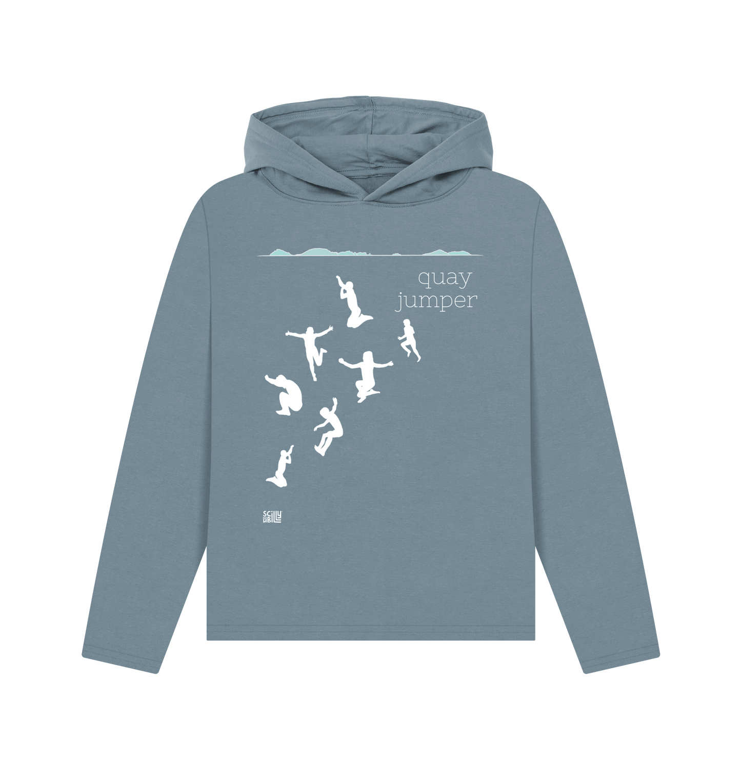 Stone Blue Printed Hoody Front