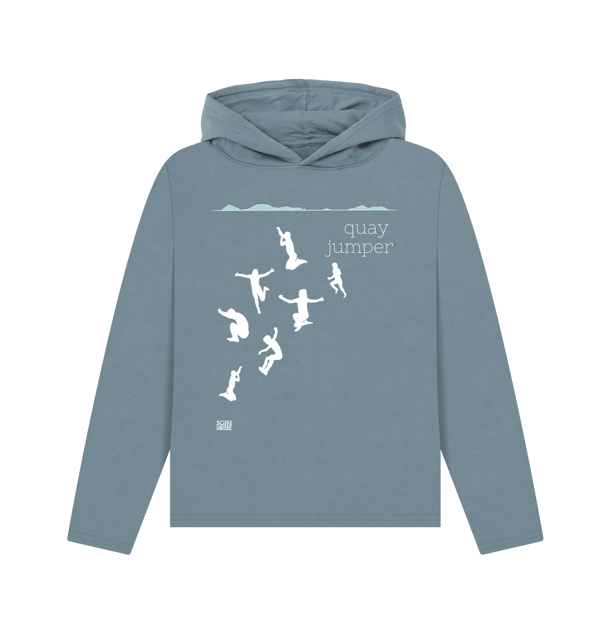 Stone Blue Printed Hoody Front