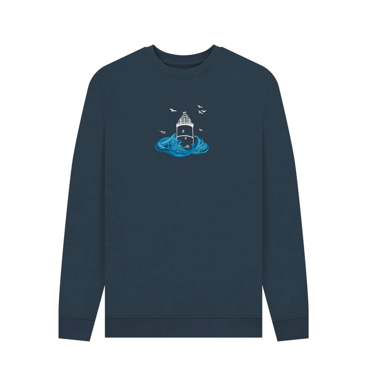 Navy Blue Printed Sweater Front