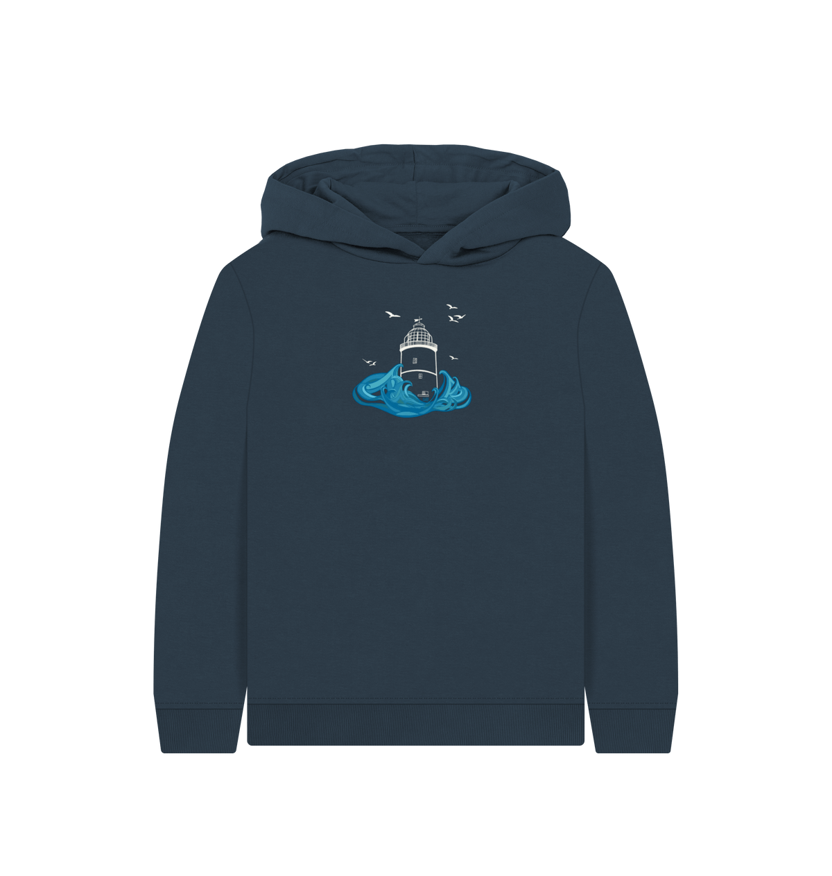 Navy Blue Printed Kids Hoodie Front