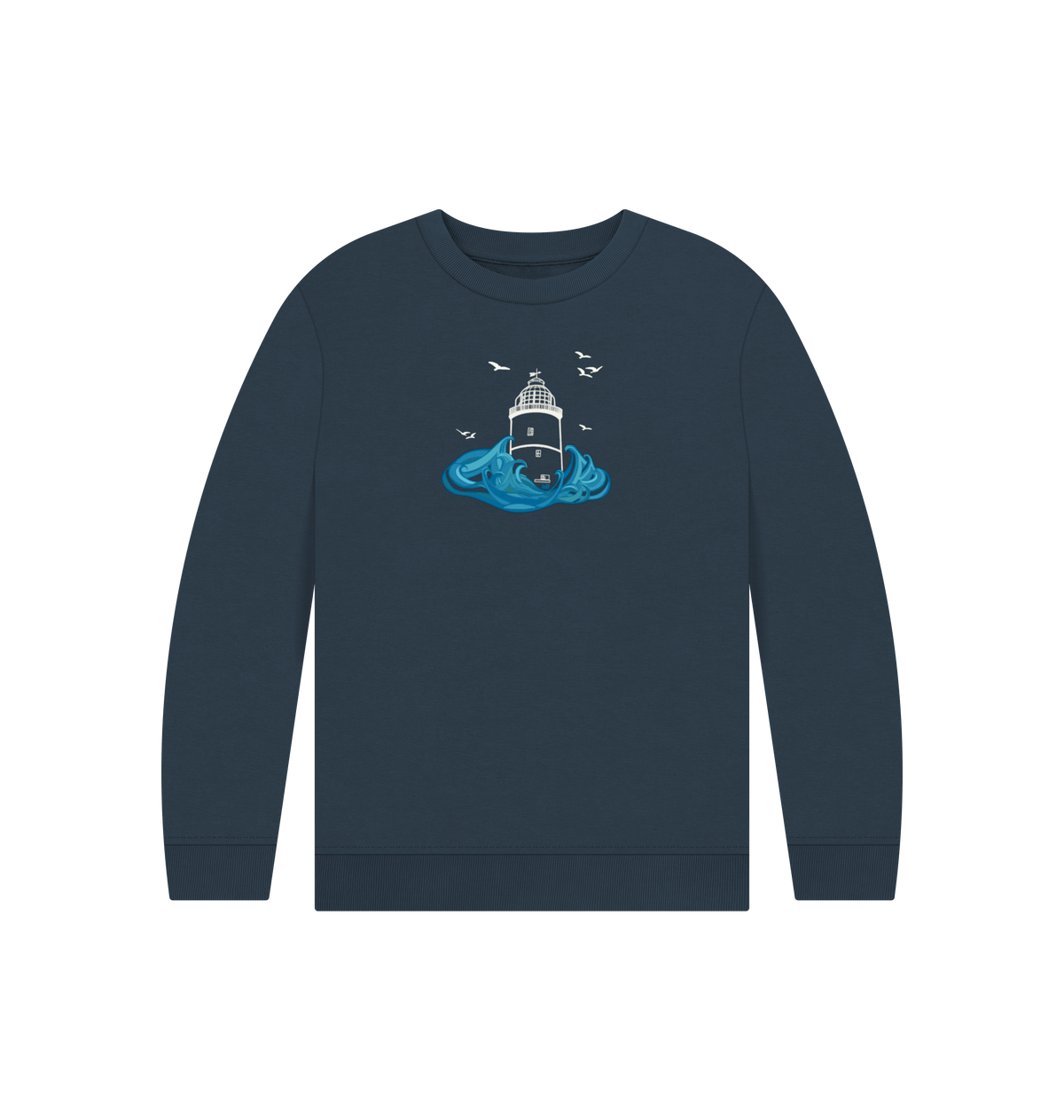 Navy Blue Printed Kids Jumper Front