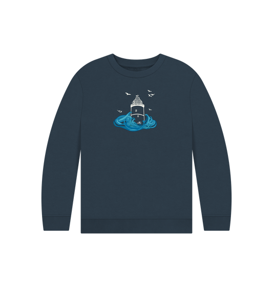 Navy Blue Printed Kids Jumper Front