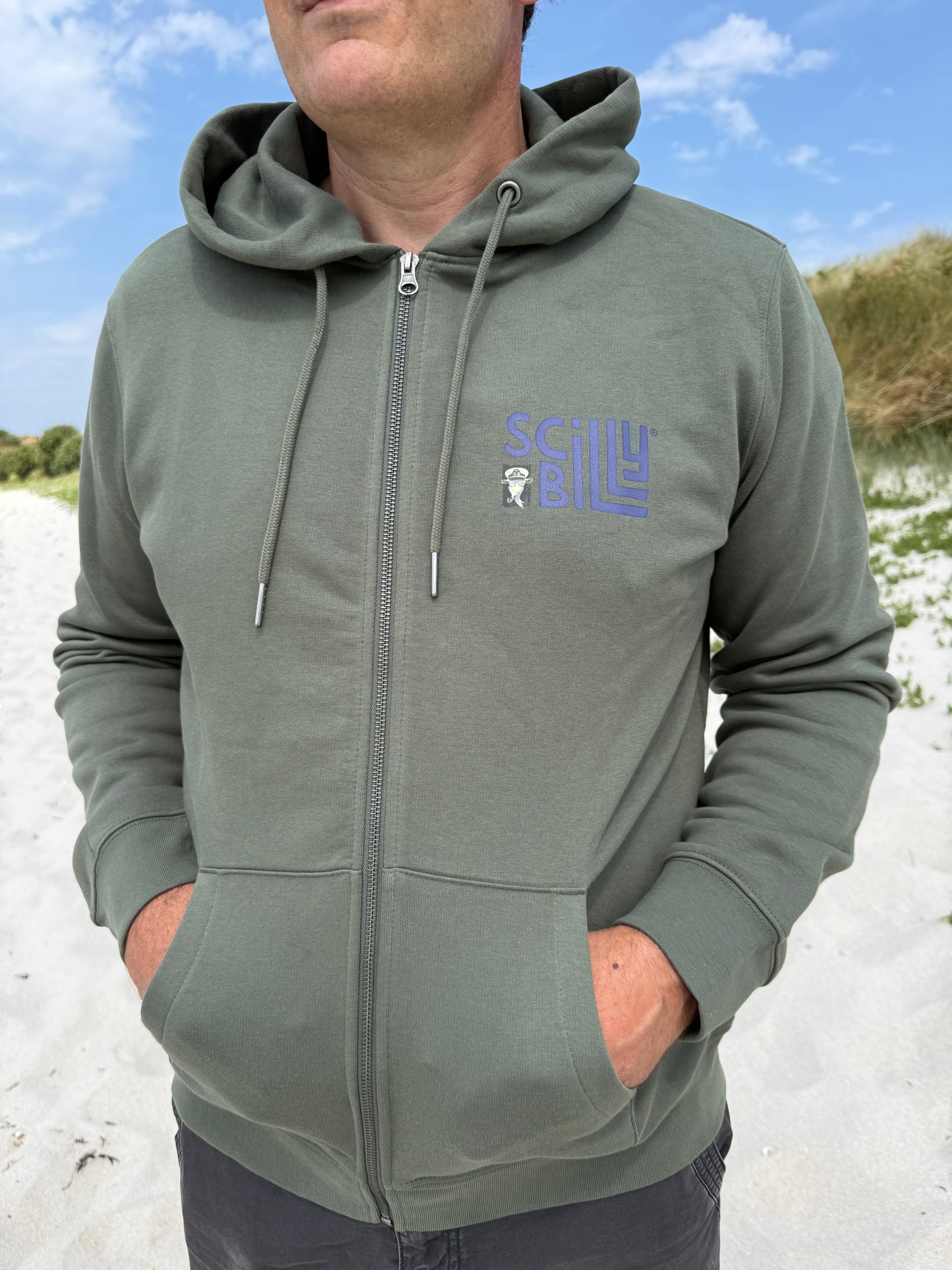 Full Zip 'St Martins' Organic Hoodie - Khaki