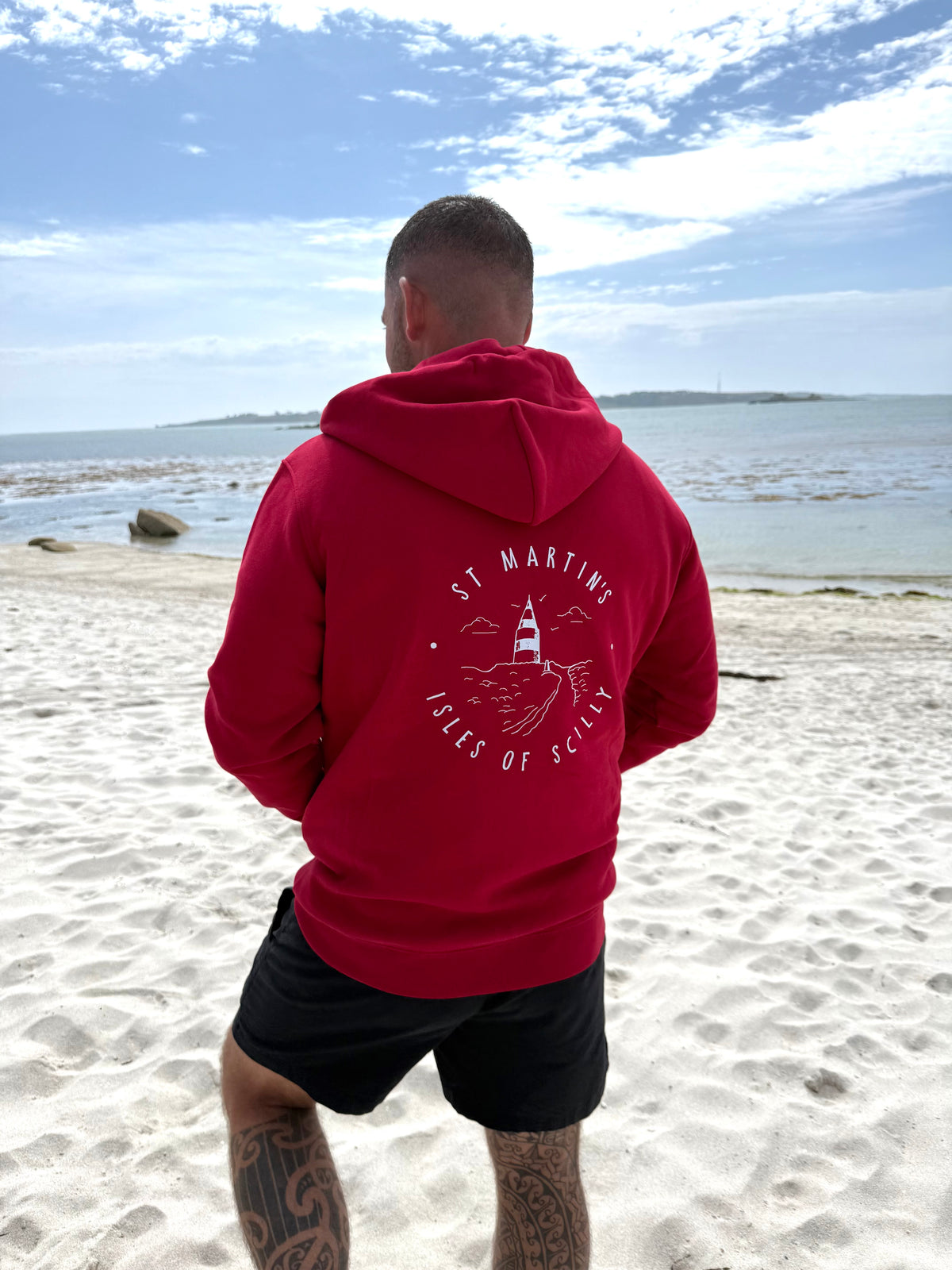 Full Zip 'St Martins' Organic Hoodie - Red