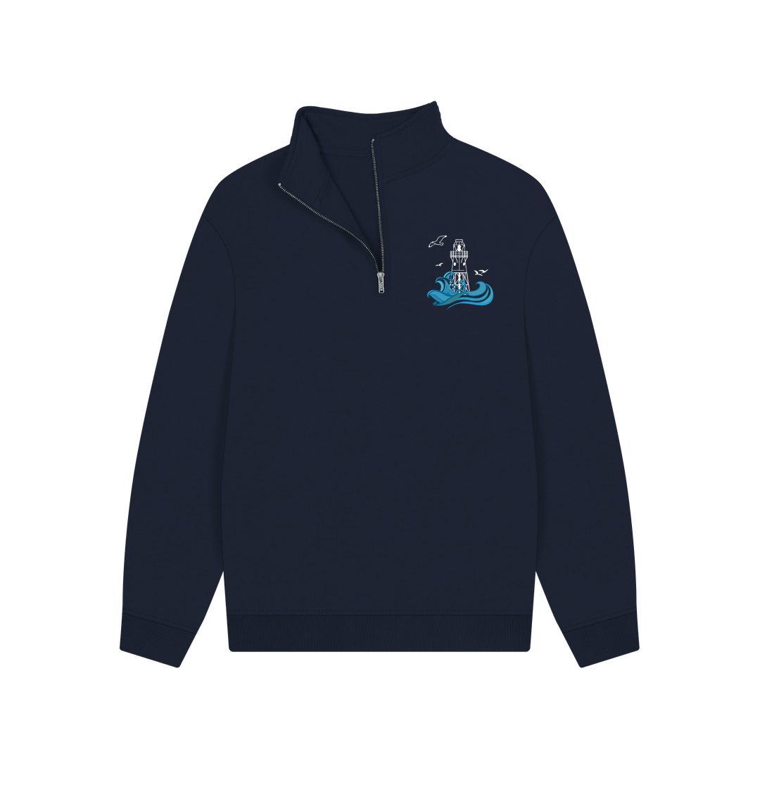 Navy Quarter Zip Sweater - Peninnis Head Lighthouse