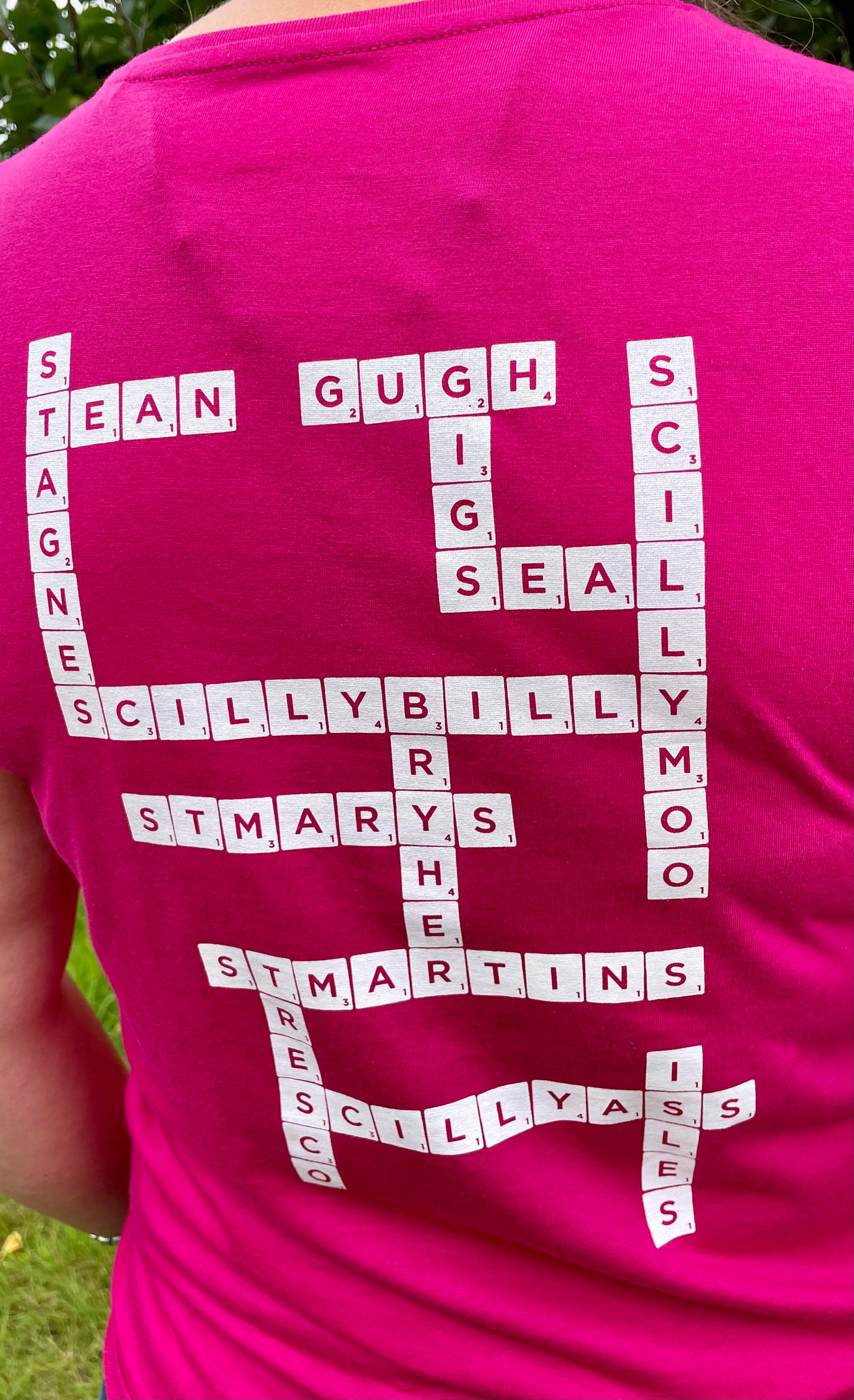 Ladies Scrabble Tee - Fuchsia