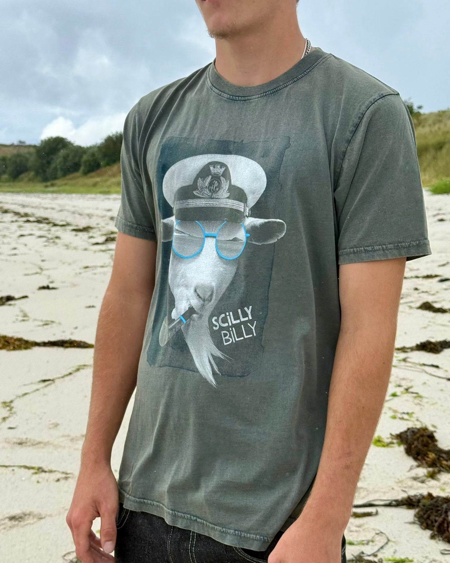 Men’s Scilly Billy Tee - Stone Washed Green
