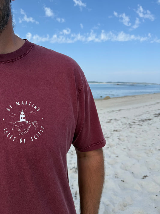 Adult 'St Martins' Organic Tee - Washed Burgandy