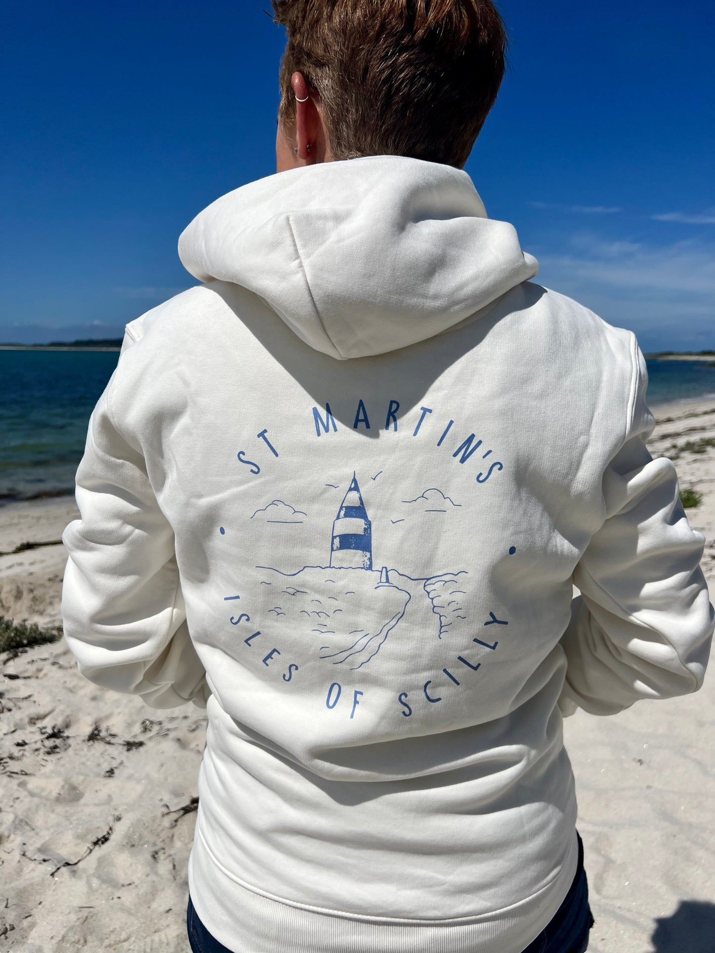Full Zip 'St Martins' Organic Hoodie - Ivory