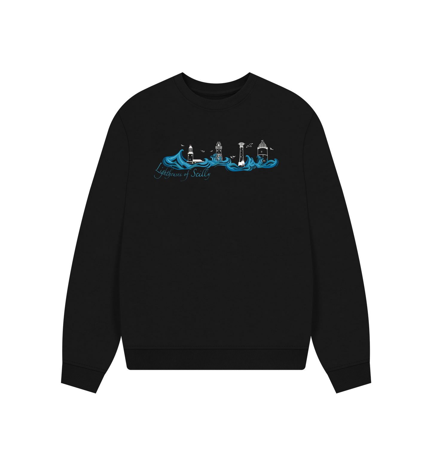 Black Printed Sweater Front