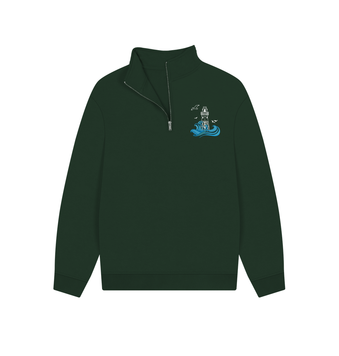 Evergreen Quarter Zip Sweater - Peninnis Head Lighthouse