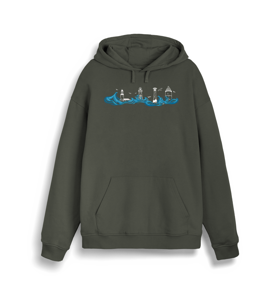 Khaki Lighthouses Unisex Kangaroo Pocket Hoodie