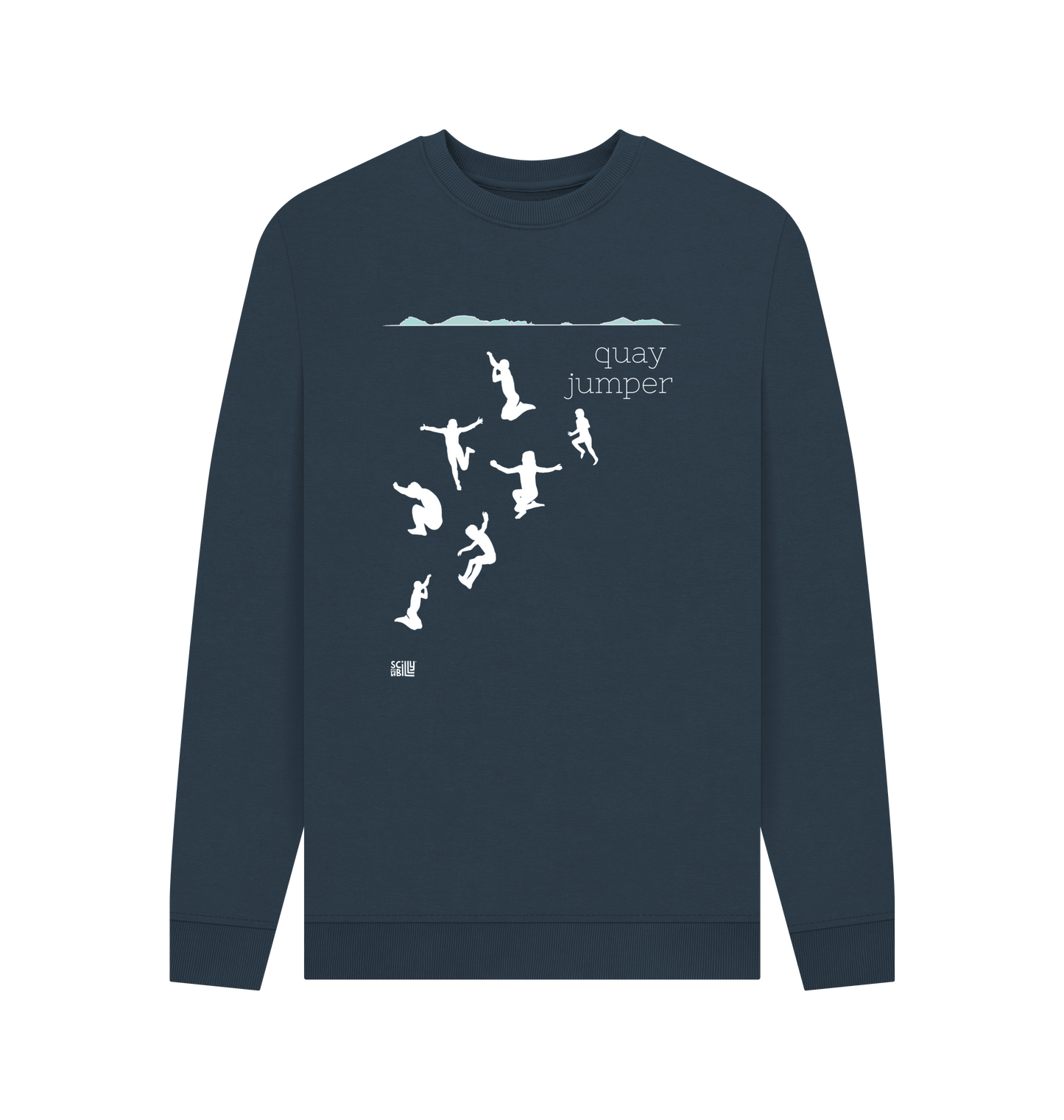 Navy Blue Printed Sweater Front