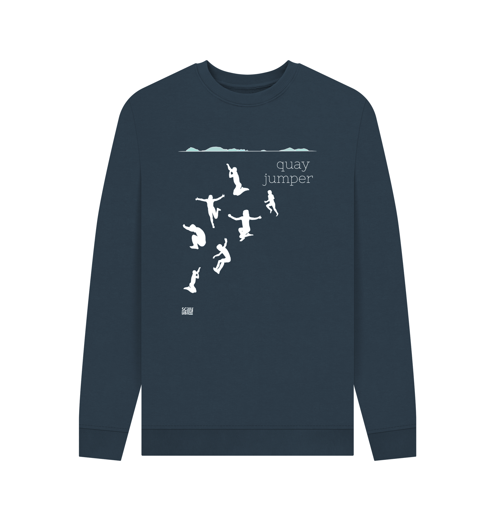 Navy Blue Printed Sweater Front