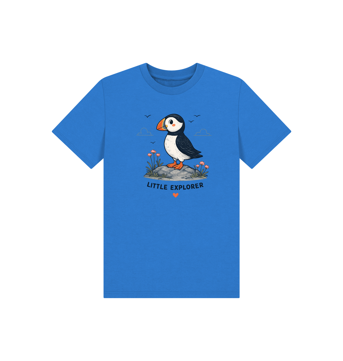 Bright Blue Printed Kids T-Shirt Front