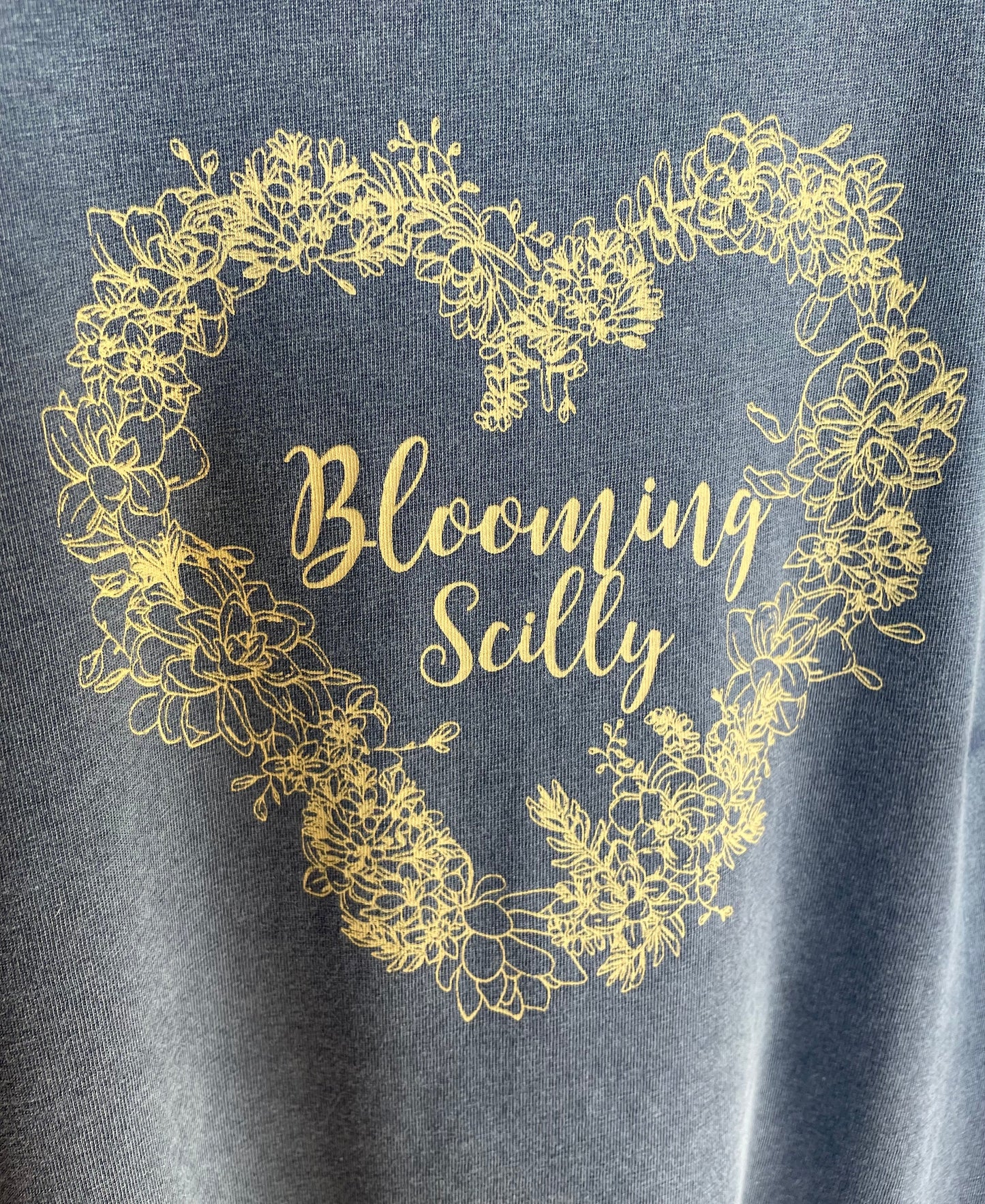 Blooming Scilly Organic Tee - Stone Washed Denim