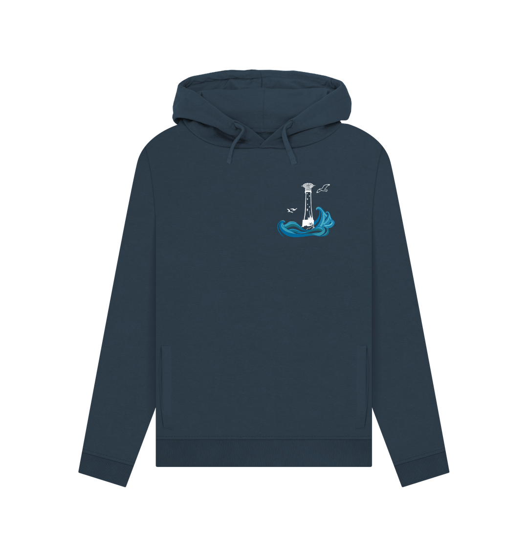 Navy Blue Bishop Rock Women's Hoodie (plain back)