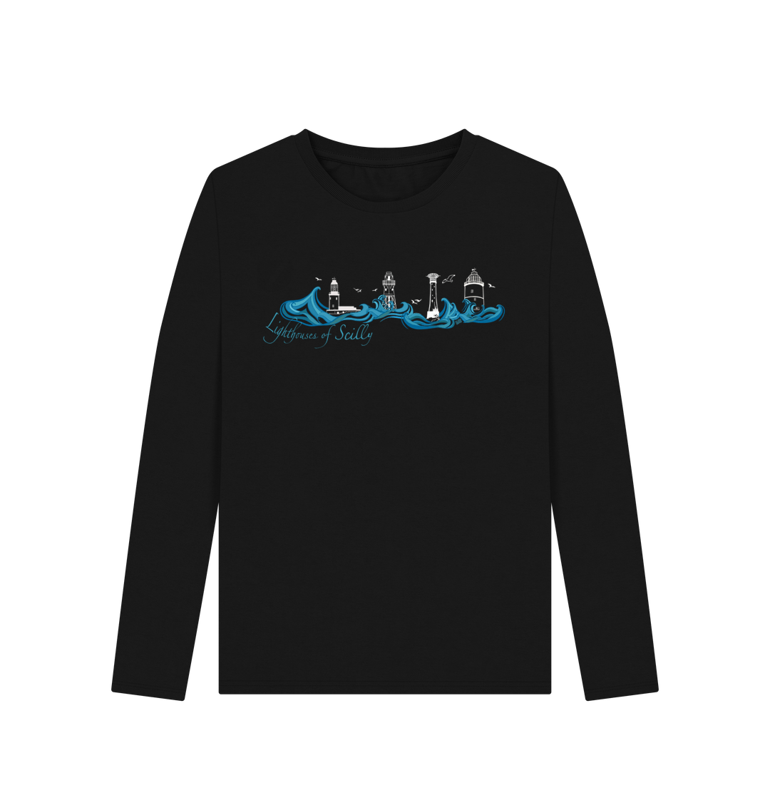 Black 'Lighthouses of Scilly' Women\u2019s Long Sleeved Tee