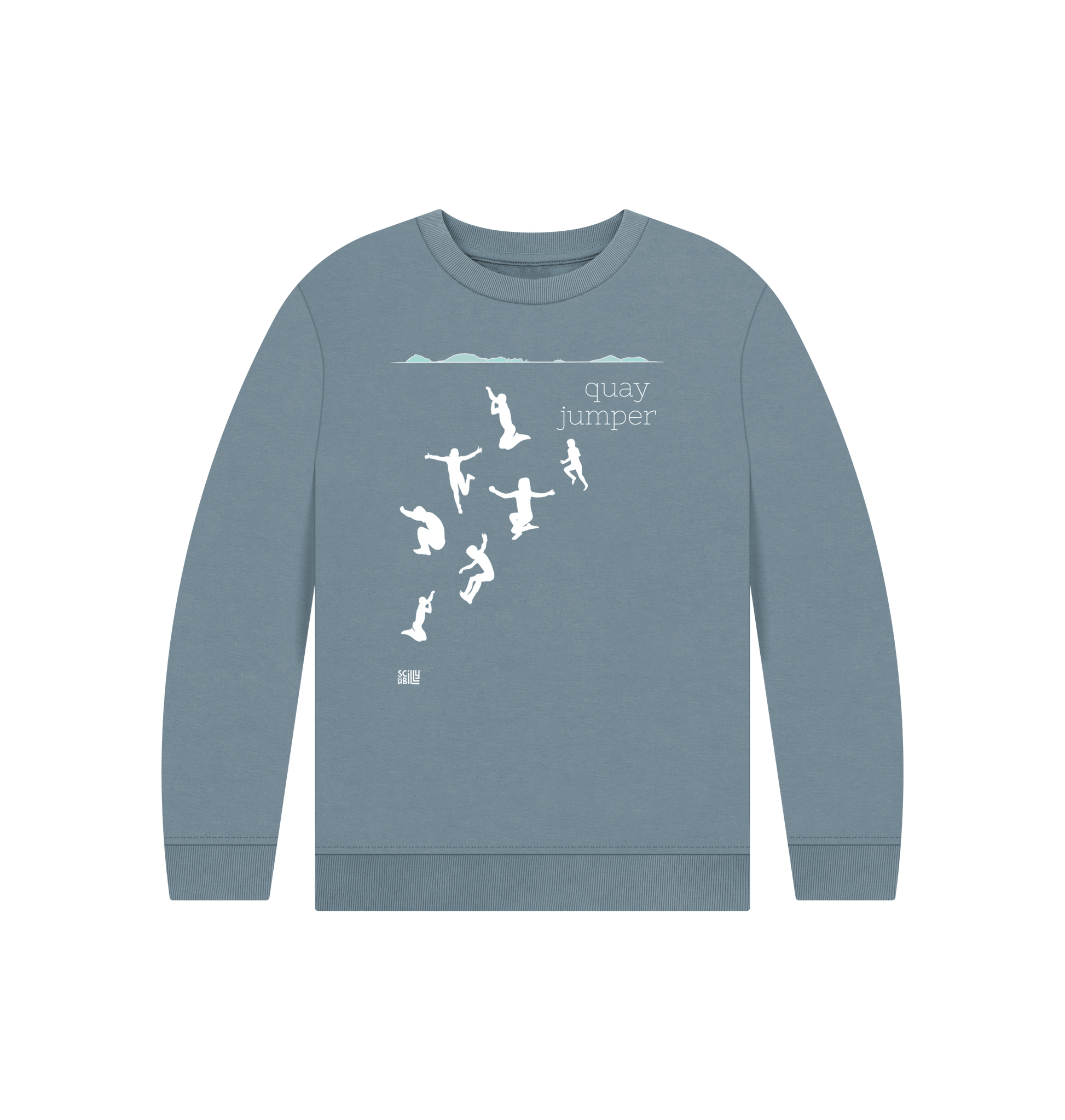 Stone Blue Printed Kids Jumper Front