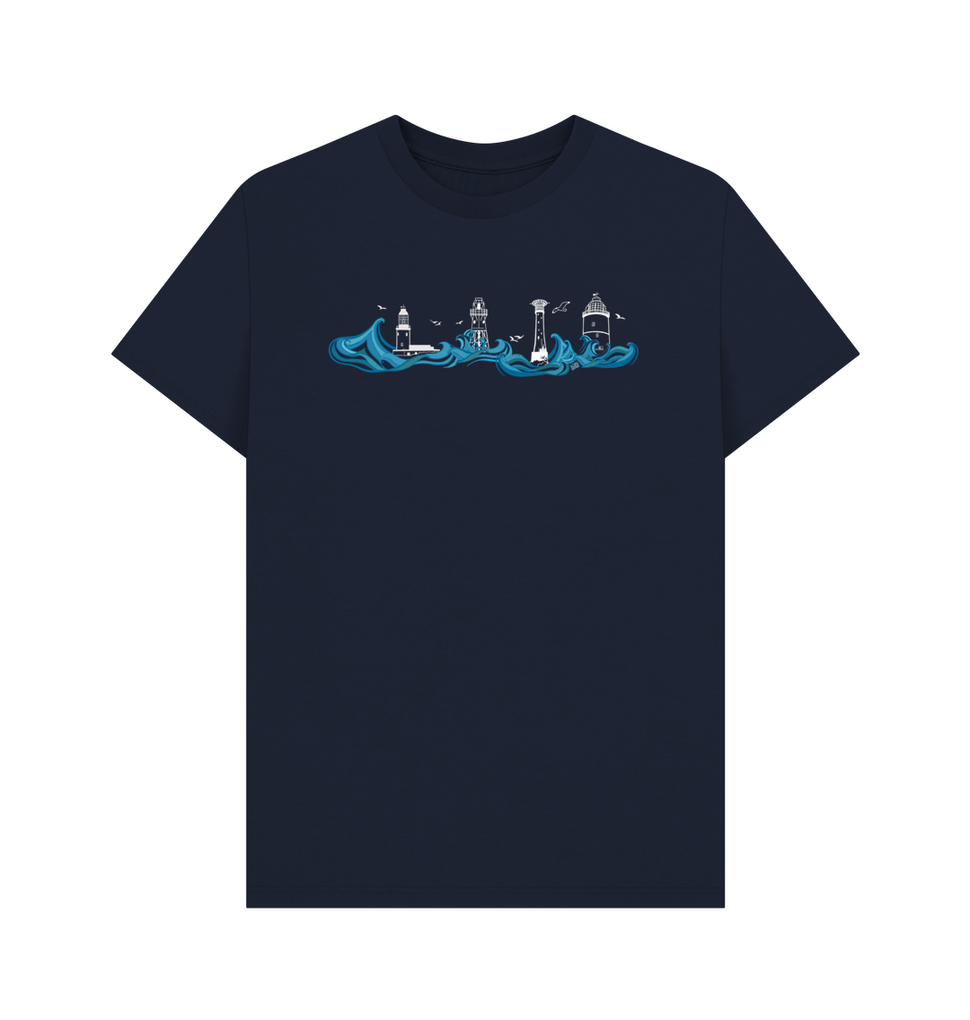 Navy Blue Lighthouses Men's\/Unisex Tee (without text)