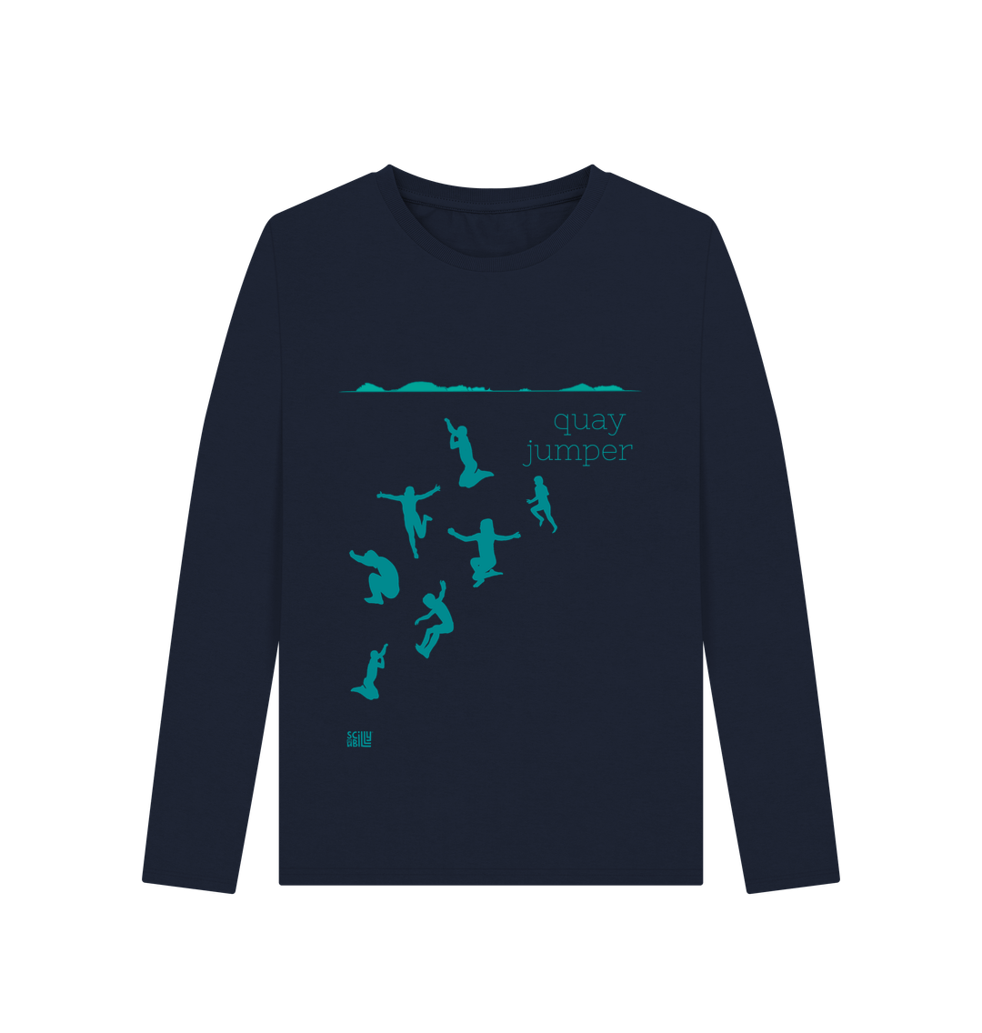 Navy Blue Printed Long Sleeve T Shirt