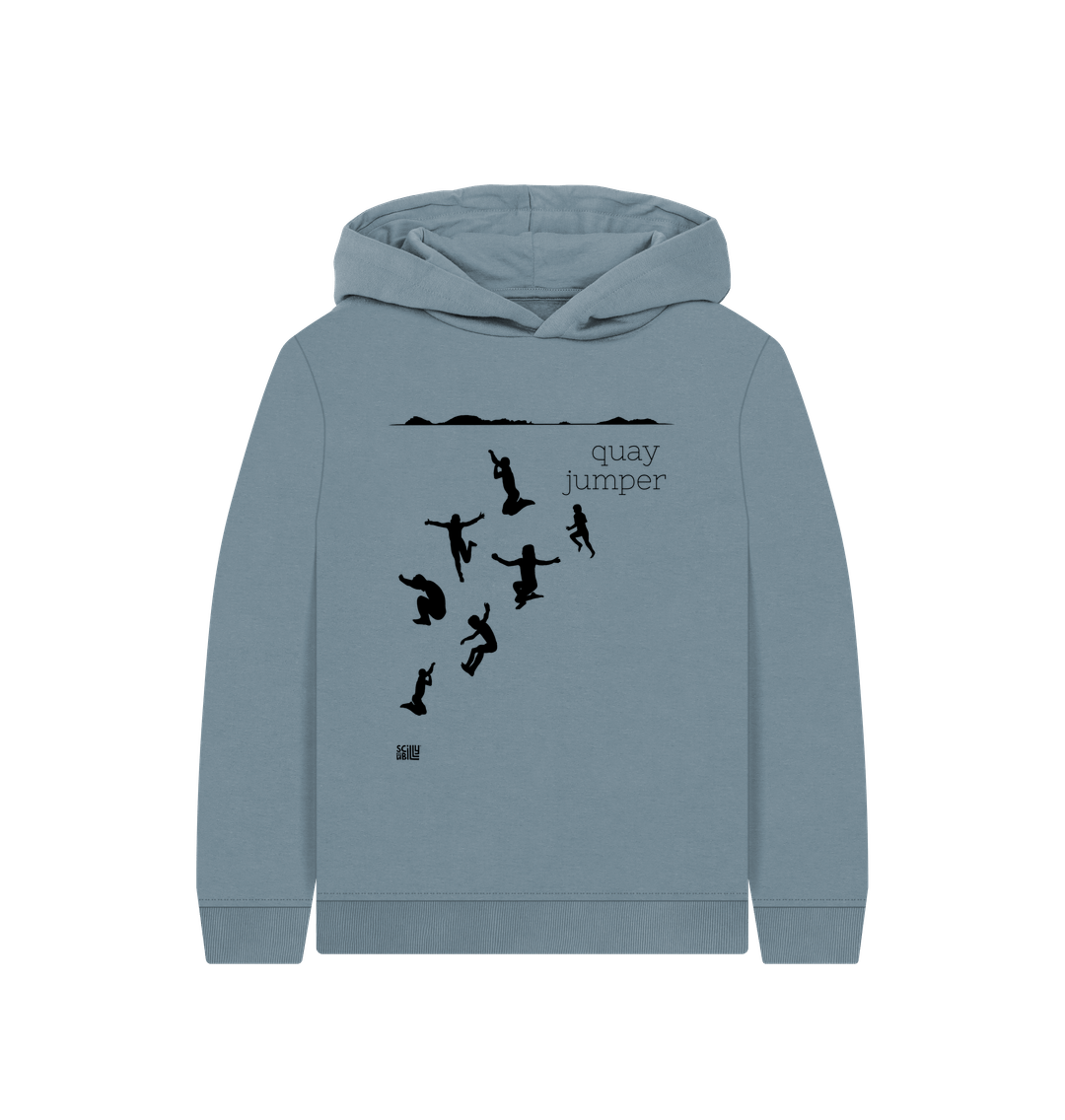 Stone Blue Printed Kids Hoodie