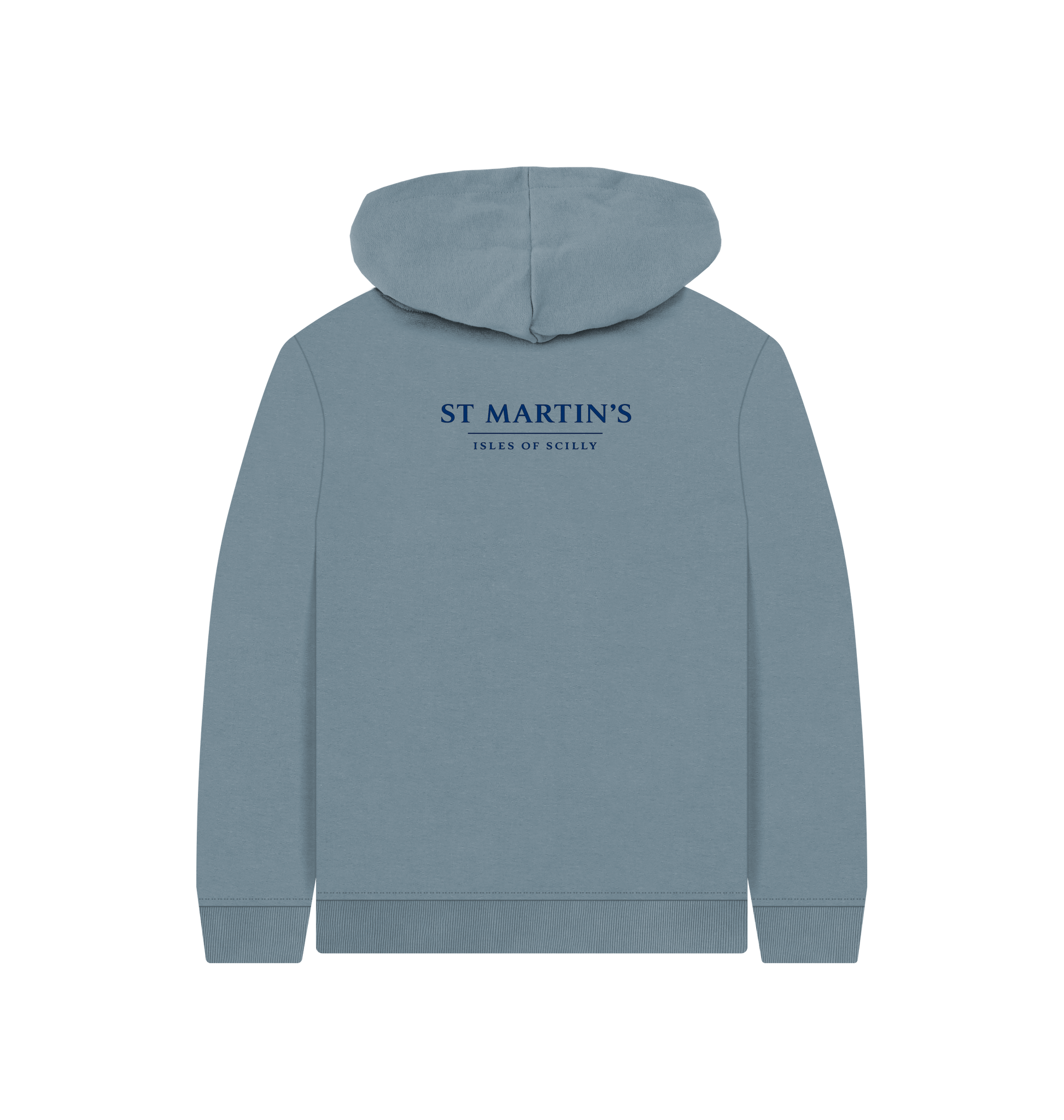 Stone Blue Printed Kids Hoodie Back