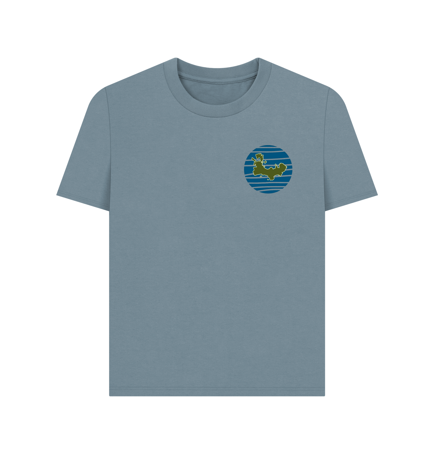 Stone Blue Printed T-shirt Front