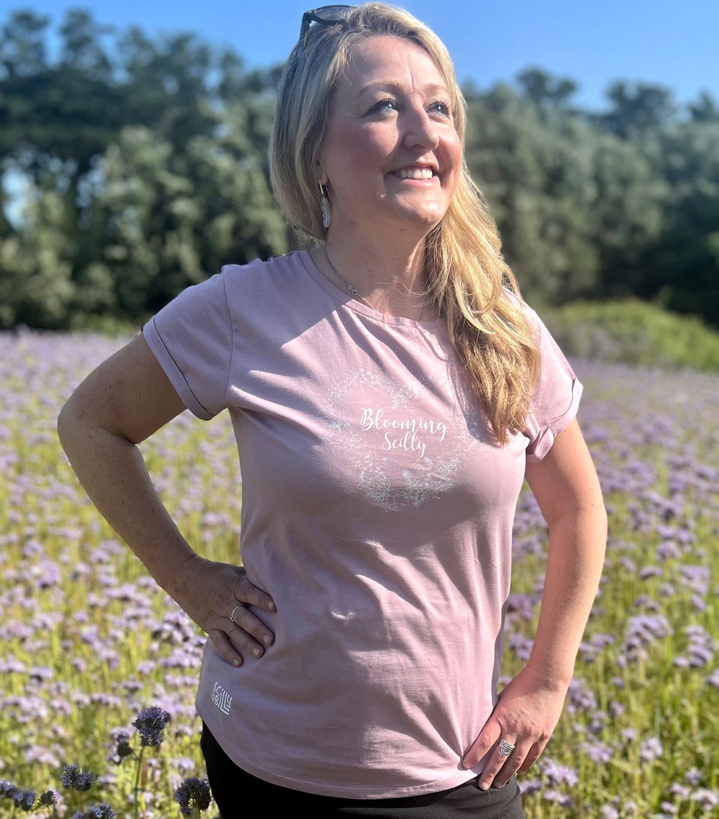 Blooming Scilly Organic Tee - Purple Rose