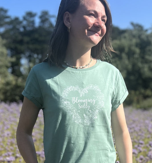 Blooming Scilly Organic Tee - Sage Green