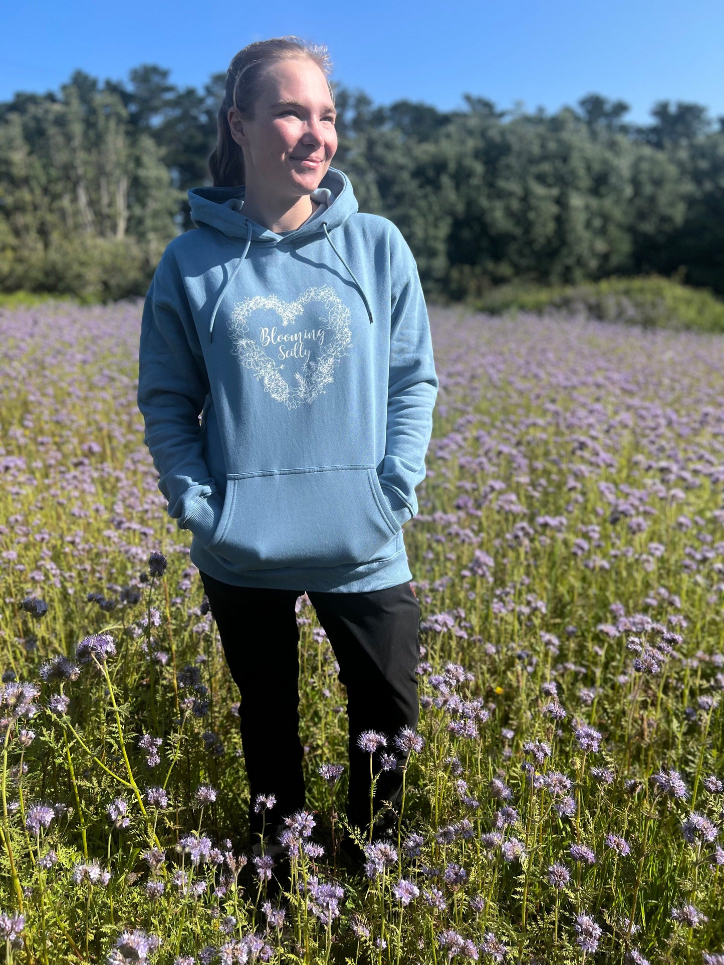 Blooming Scilly Organic Hoodie - Dusk Blue