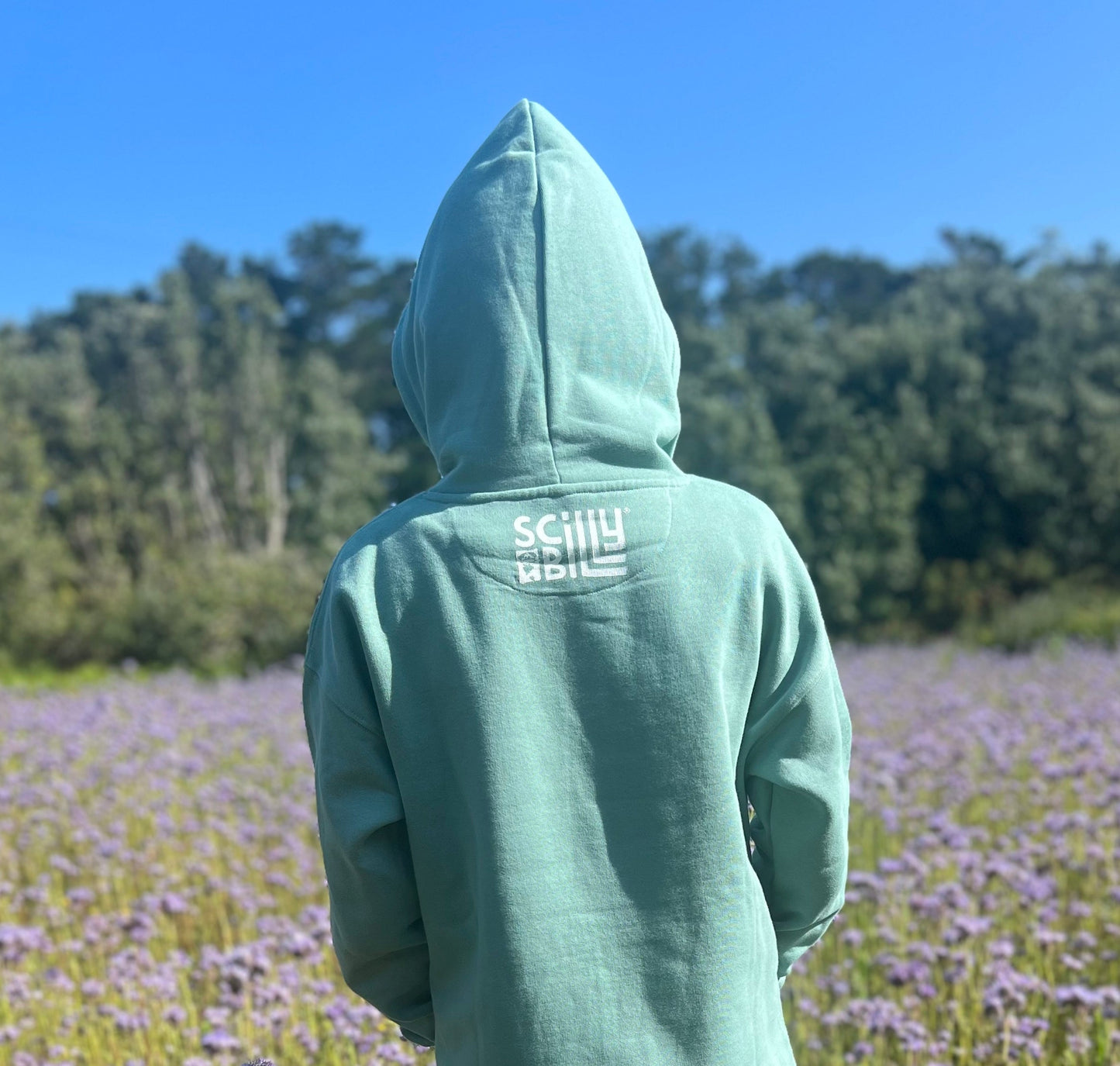 Blooming Scilly Organic Hoodie - Sage Green