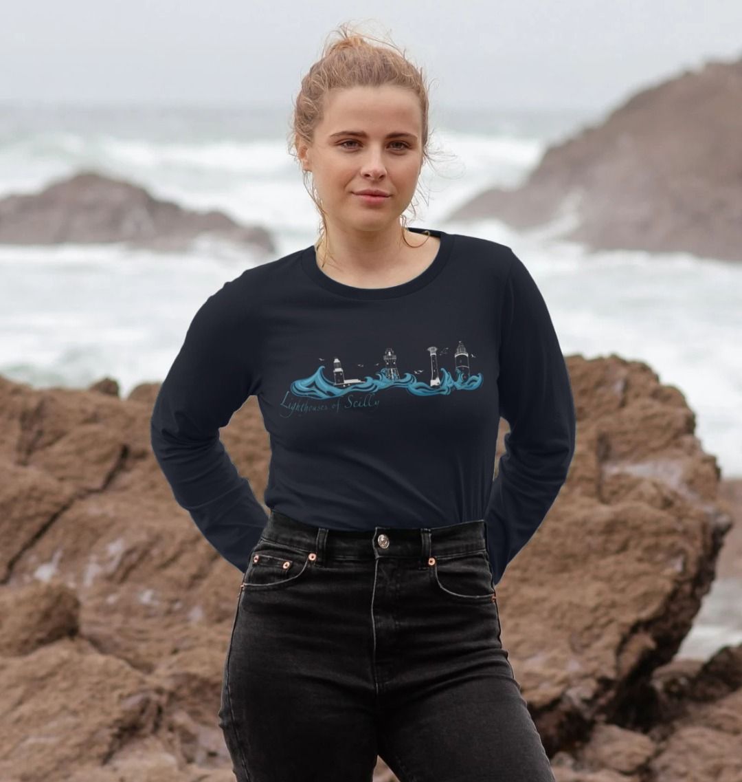 'Lighthouses of Scilly' Women’s Long Sleeved Tee