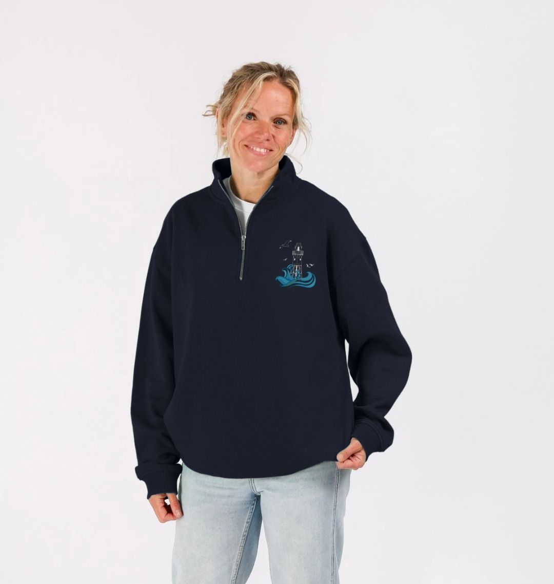 Quarter Zip Unisex Sweater - Peninnis Head Lighthouse